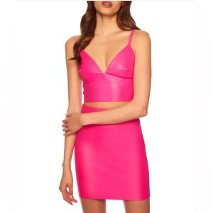 Susana Monaco hot pink mini skirt faux leather size medium